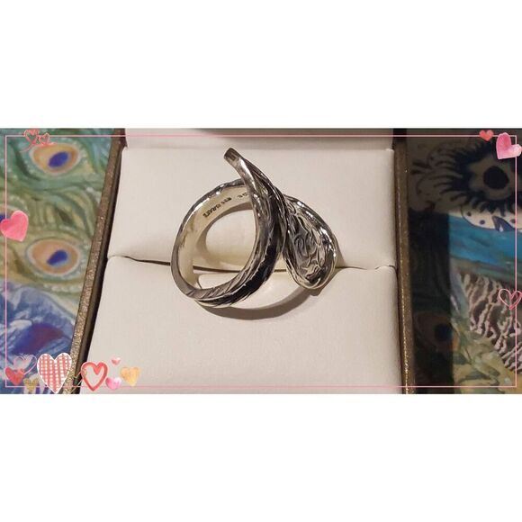 New~Handcrafted Floral Design Bypass Spiral Ring Sz 8~Israel 925 Sterling Silver - Picture 3 of 4
